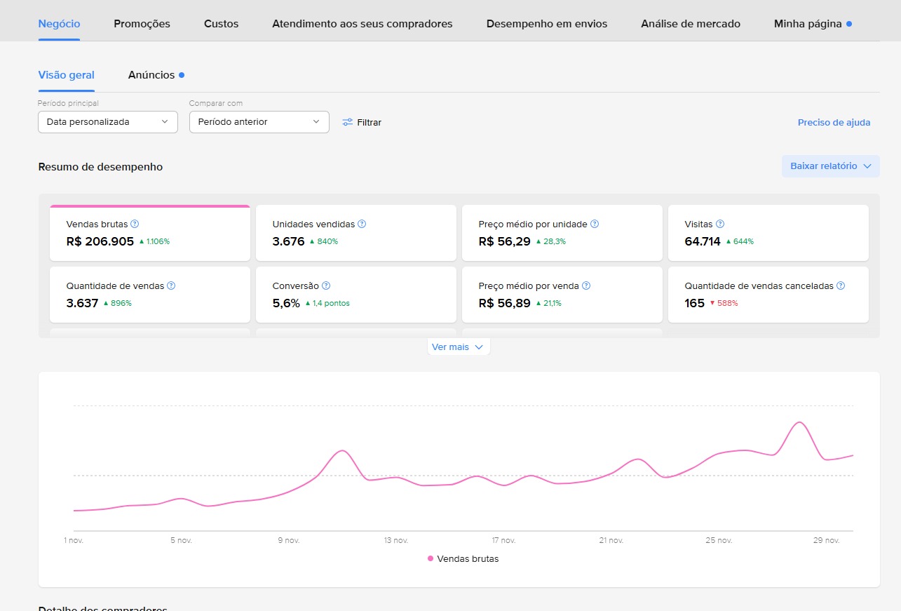Faturamento Novembro: R$ 206.905
